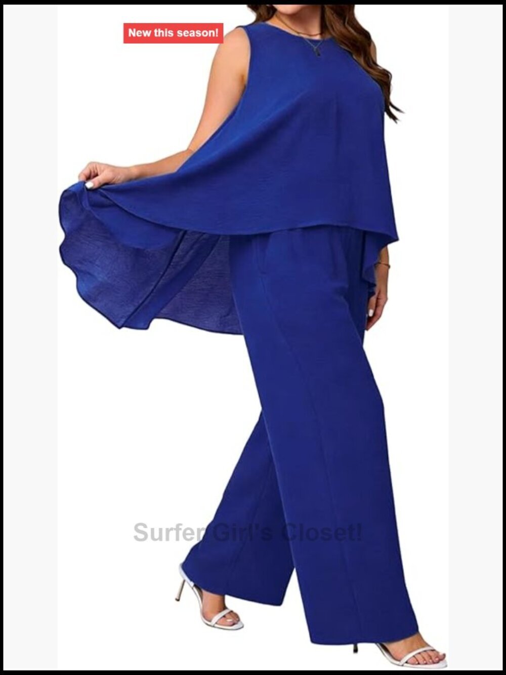 Sleeveless Ruffle Top Wide Leg Pants Set 2 Piece Casual Lounge Travel